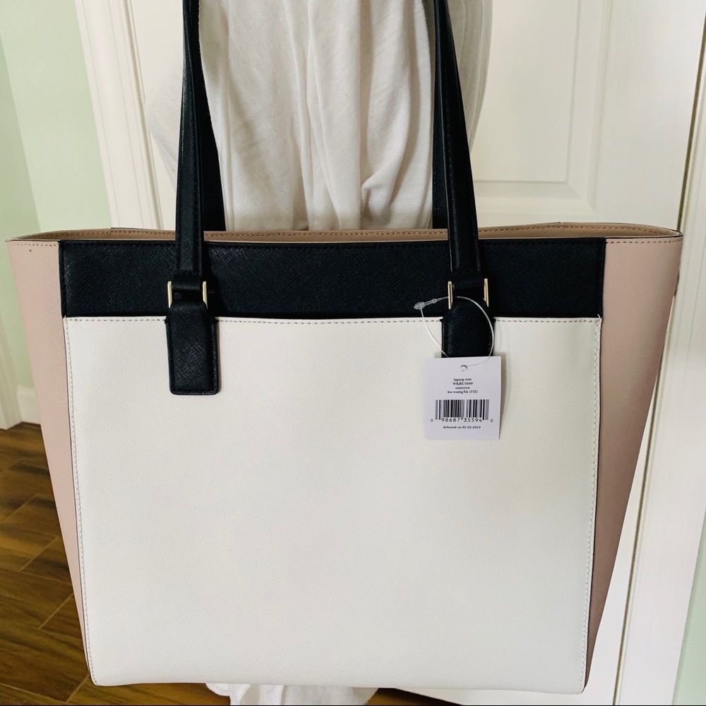 Kate spade LARGE Cameron laptop tote black beige - Picture 5 of 8